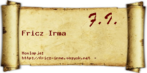 Fricz Irma névjegykártya